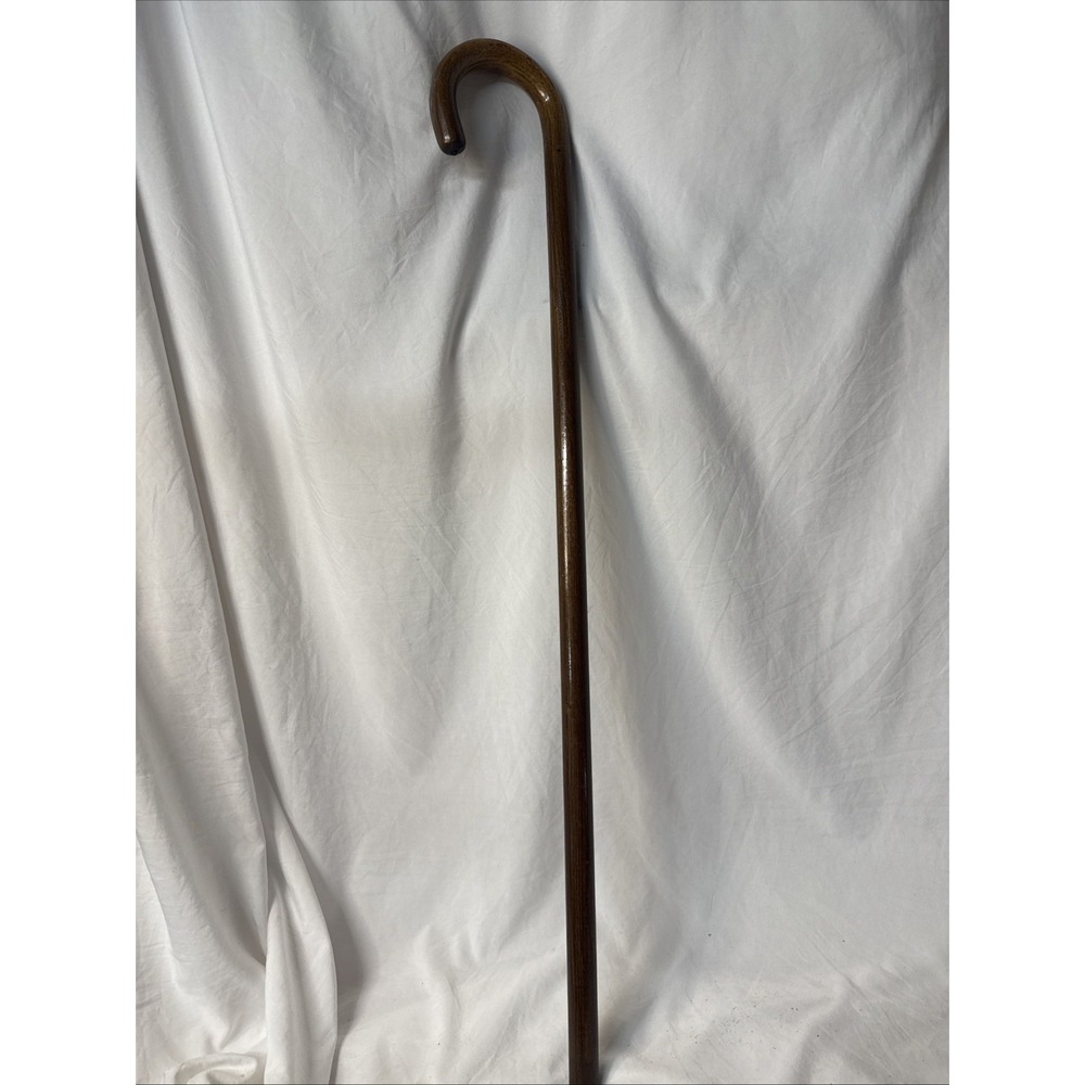 Vintage Hardwood Oak Crook Shepherd Hook Wooden Walking Cane 34" Grandpa
